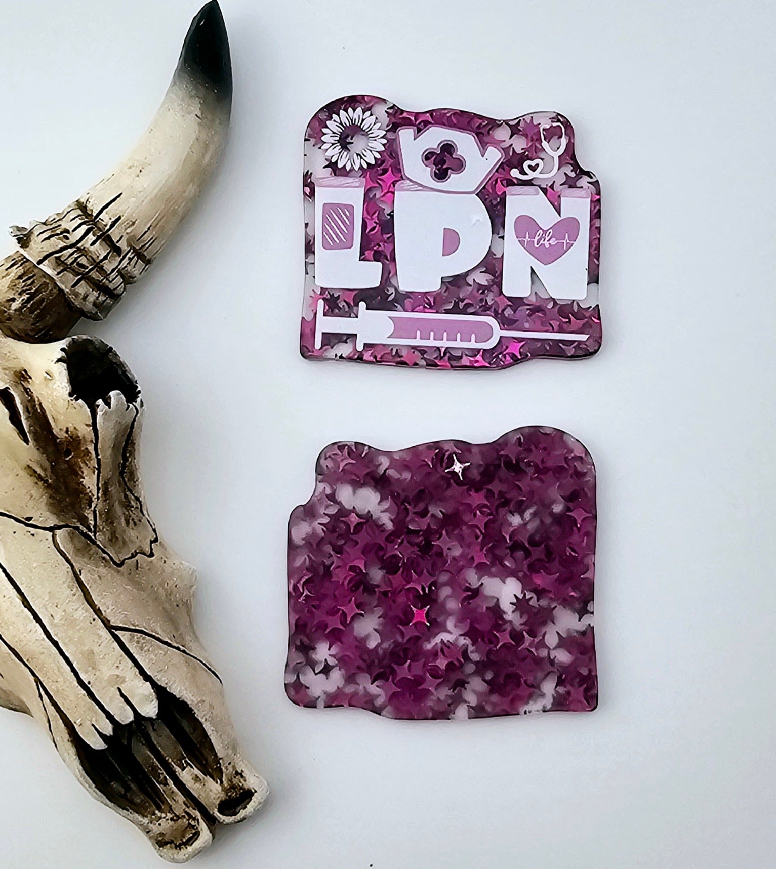Flatback LPN Life Purple Glitter 247