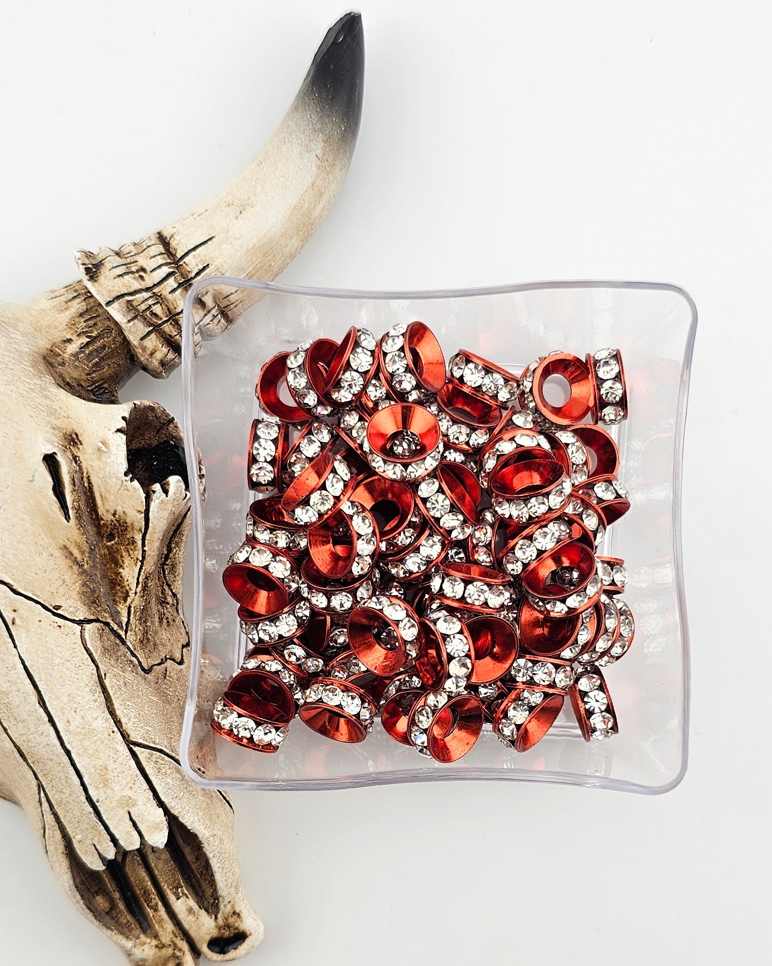 10mm Rhinestone Metallic Red Spacer