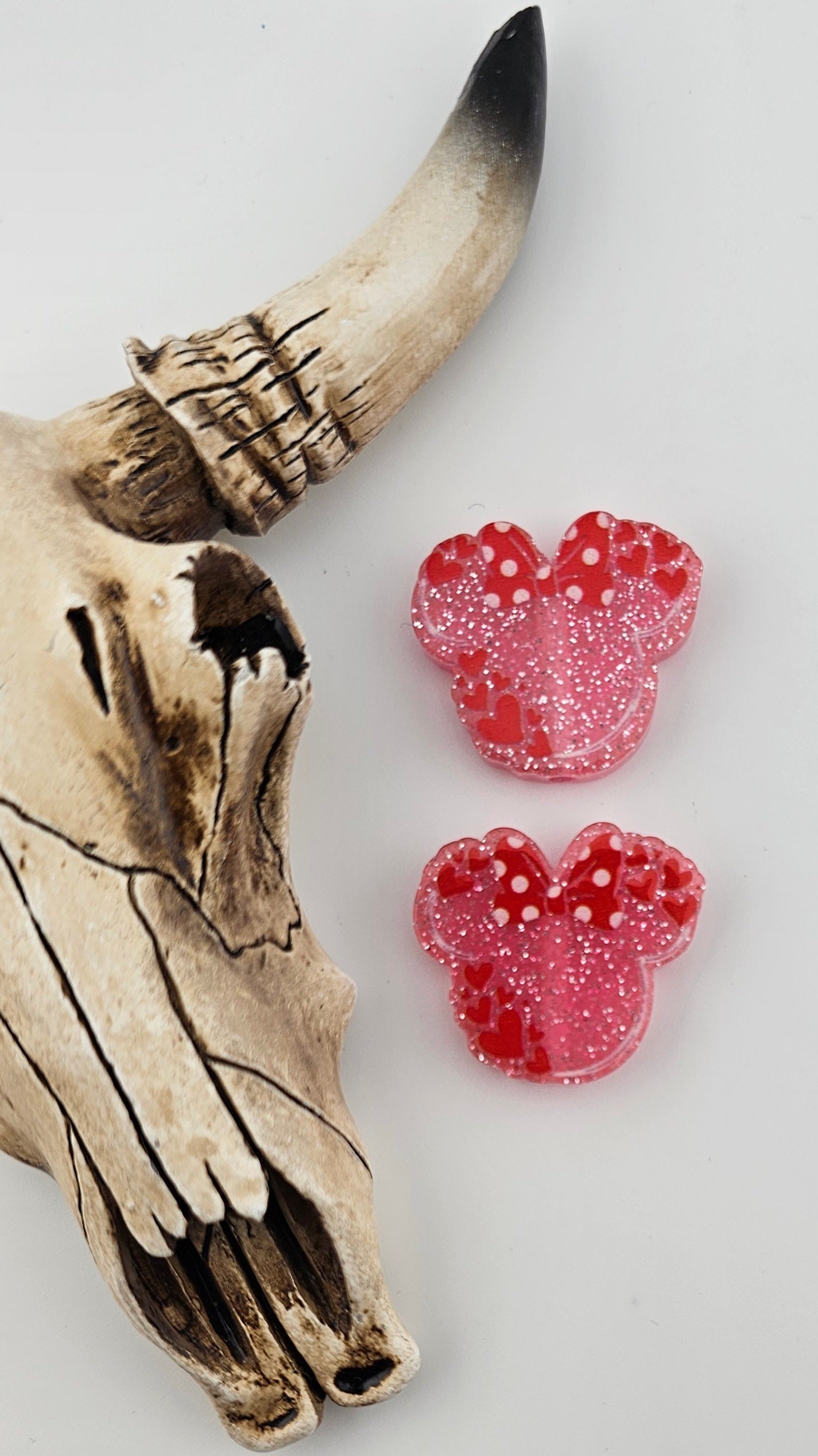 Acrylic Pink Ears with Hearts Focal - AF107