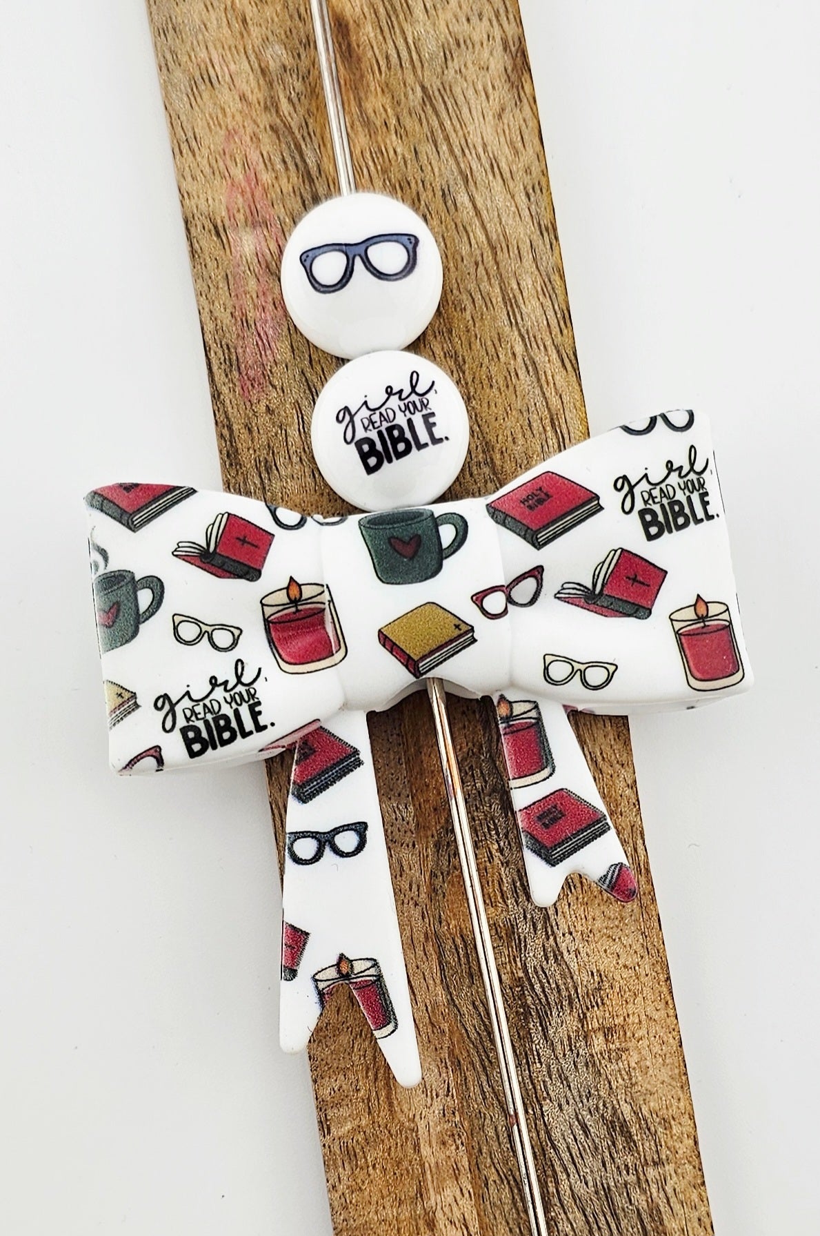 Large Bow Focal & 15mm (Double-sided) Print Girl Read Your Bible *Custom*