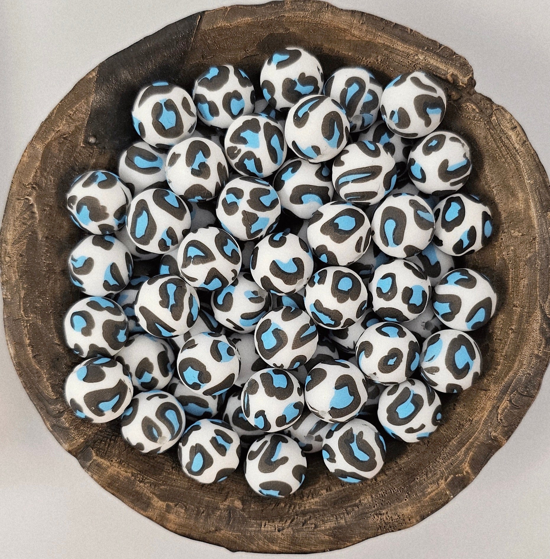 White Blue Leopard Print