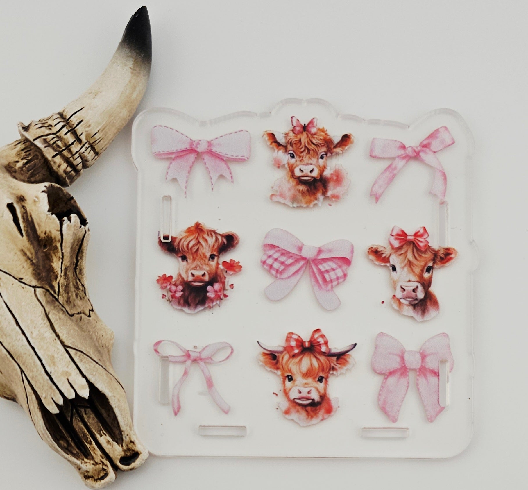 Pen Box Pink Highland Cow & Bows 13