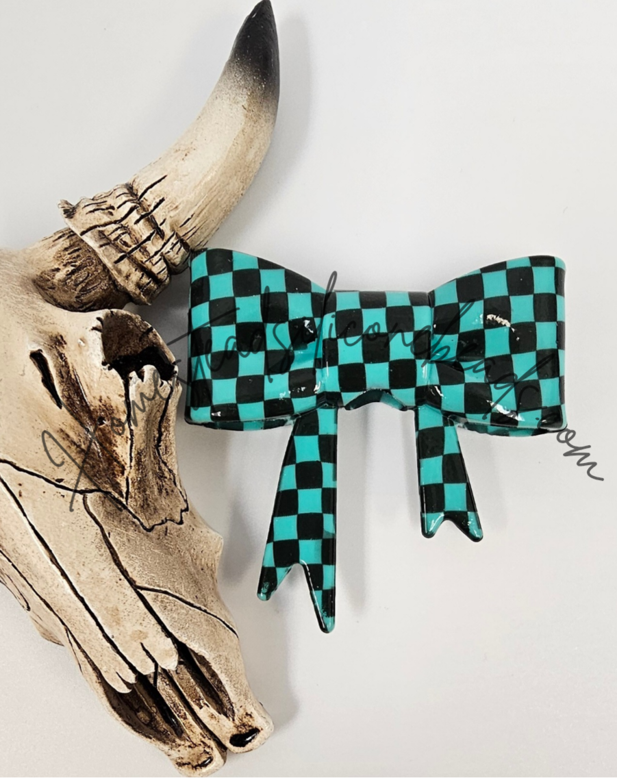 Straw Topper Bow Focal 2in1 - Checkered Glossy