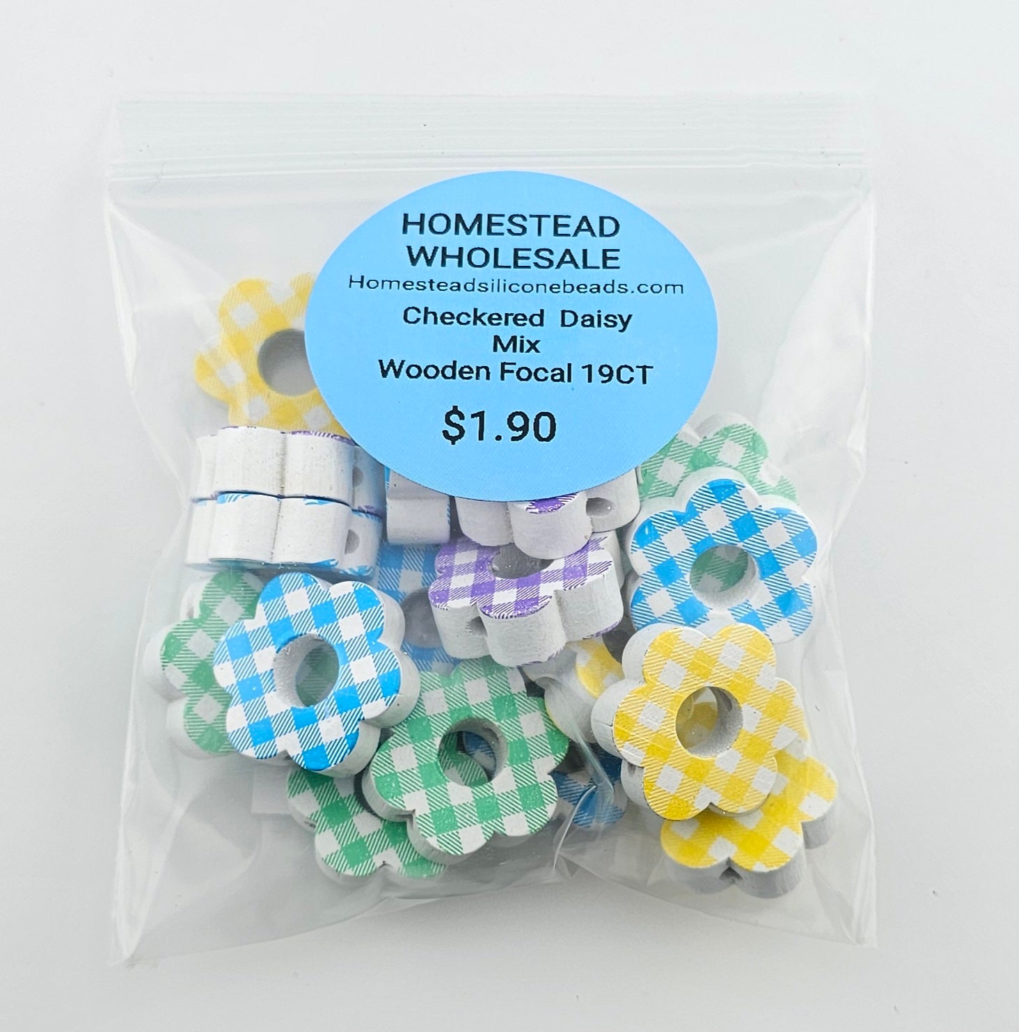 Checkered Daisy Wooden Focal 19CT