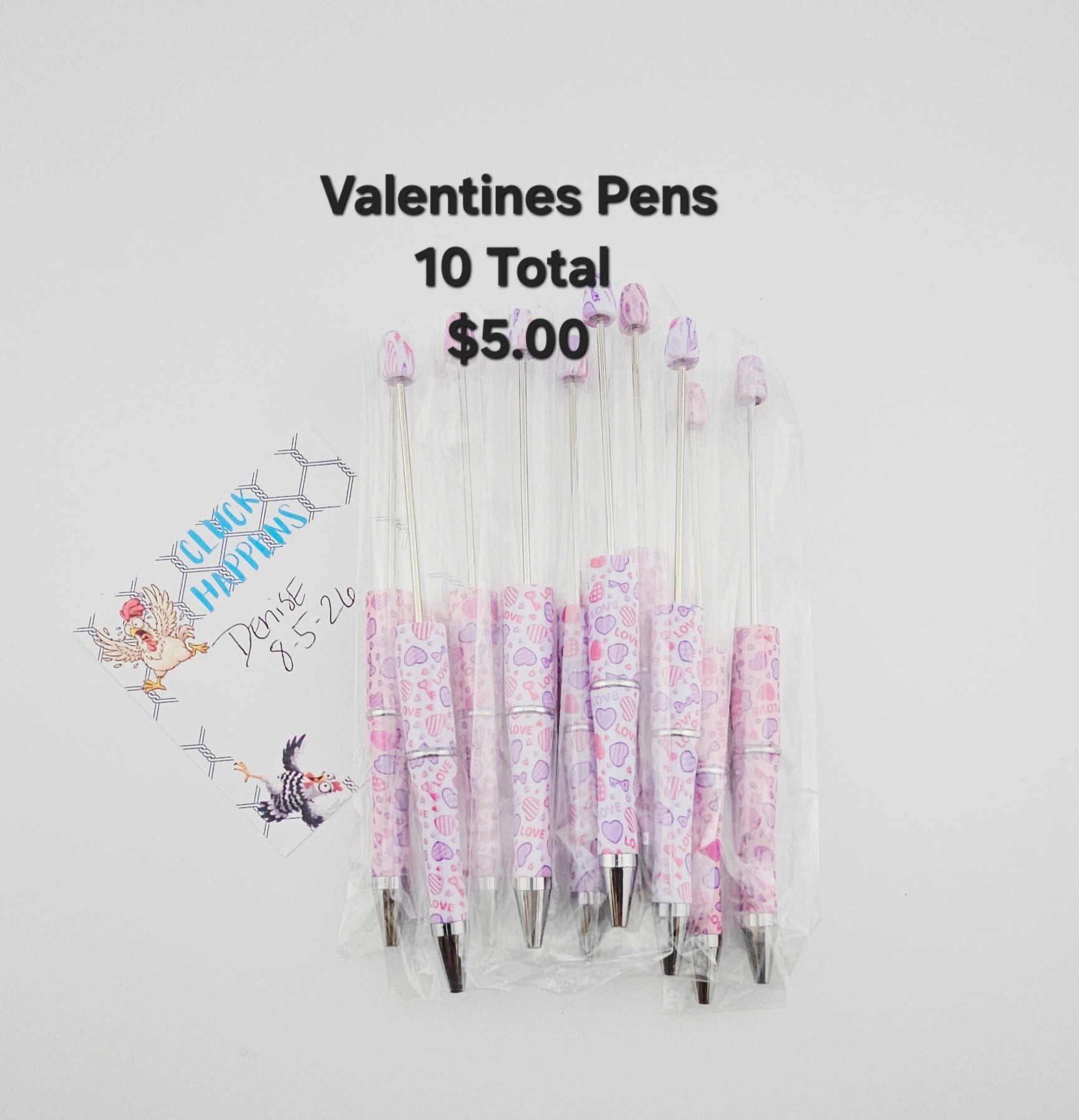 Printed  Valentines Pen Mix 10CT