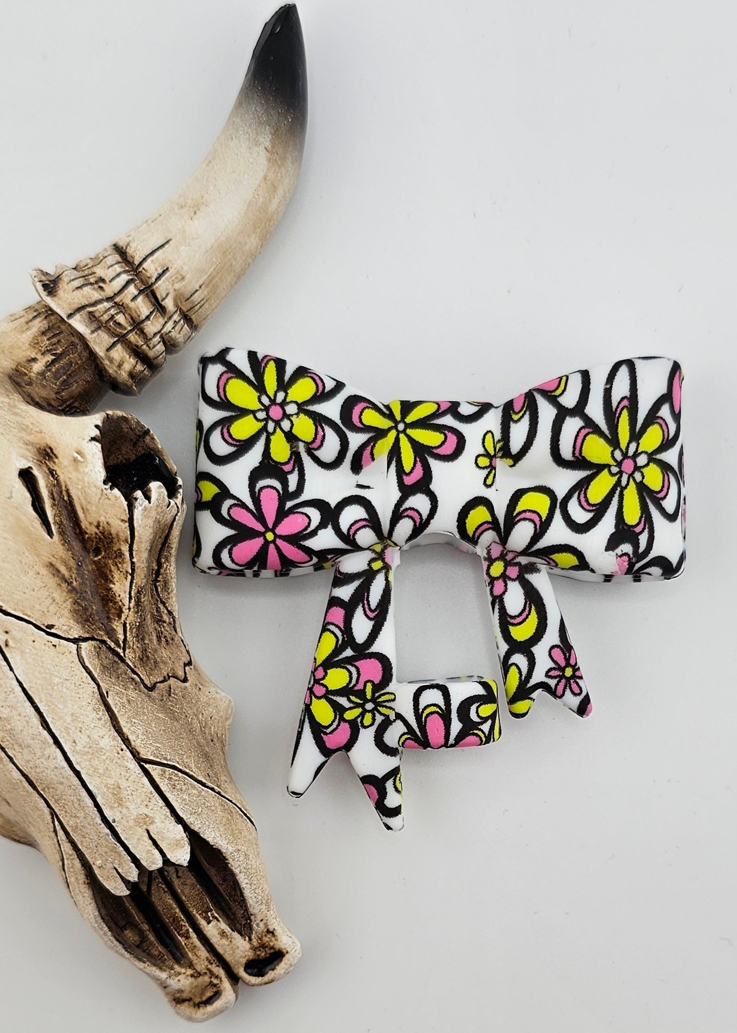 Straw Topper Bow Bright Flowers