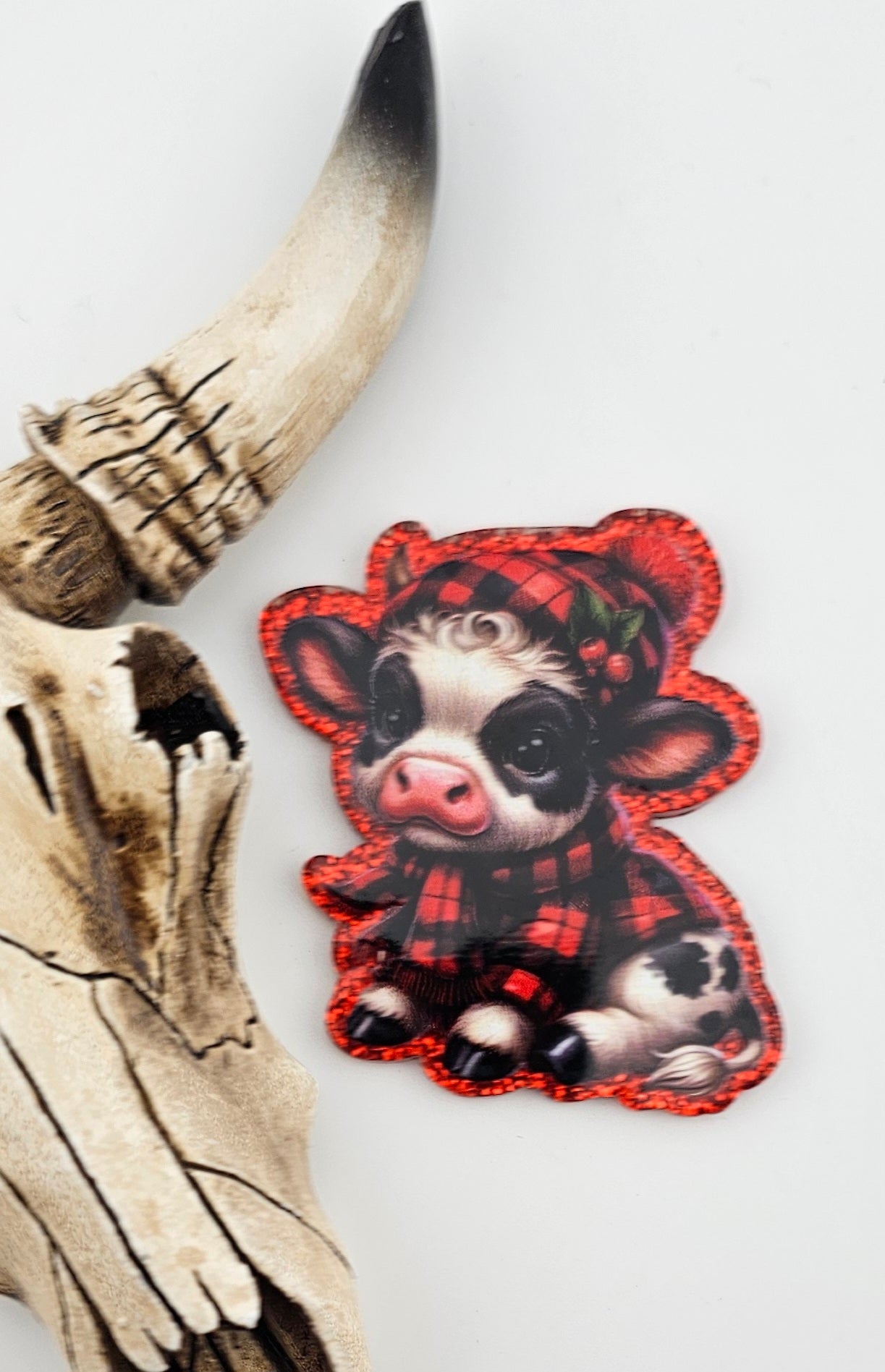 Flatback Red Plaid Baby Cow 161