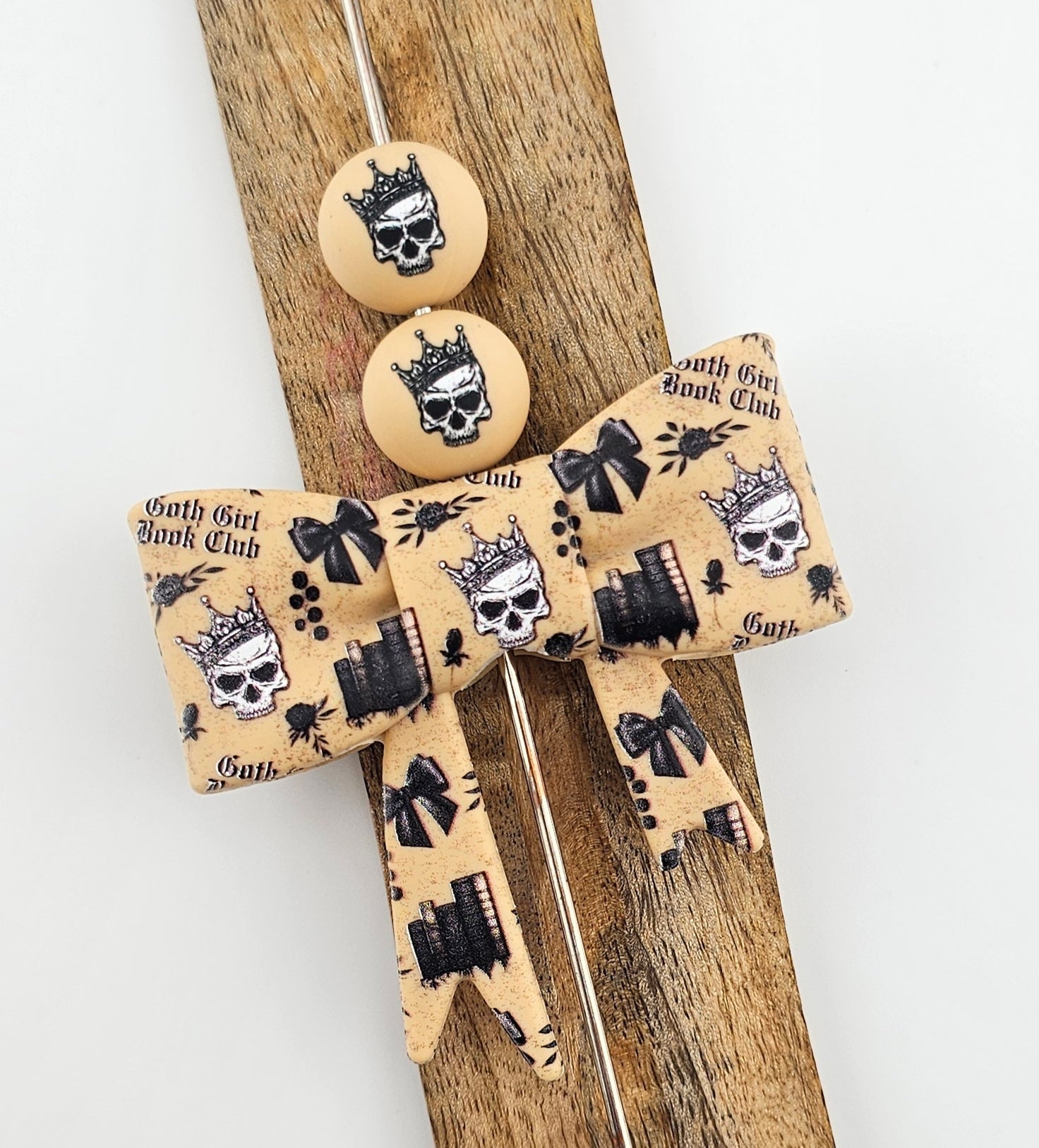 Large Bow Focal & 15mm Print Goth Girl Book Club *Custom*