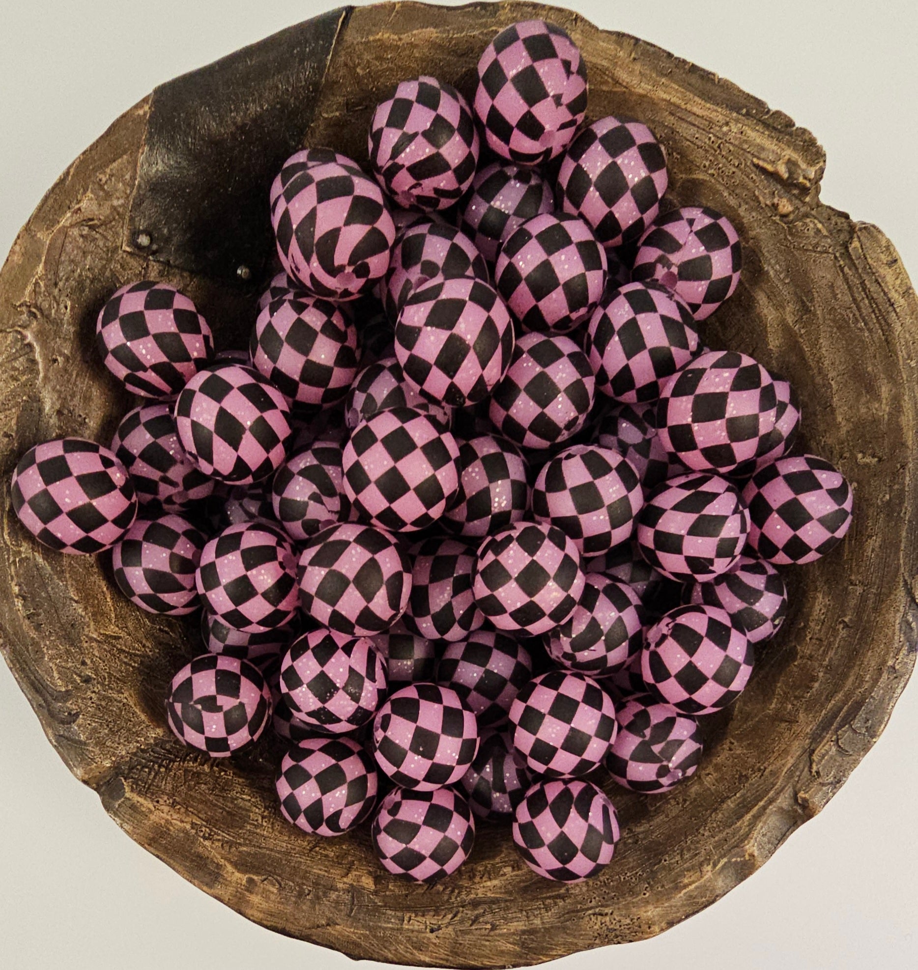 Pink Glitter Checker Print