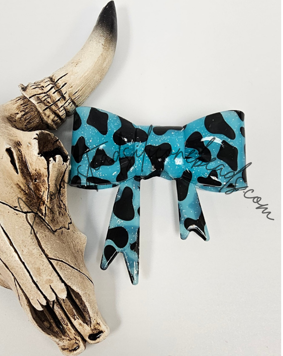Straw Topper Bow Focal 2in1 - Cow Glitter Glossy