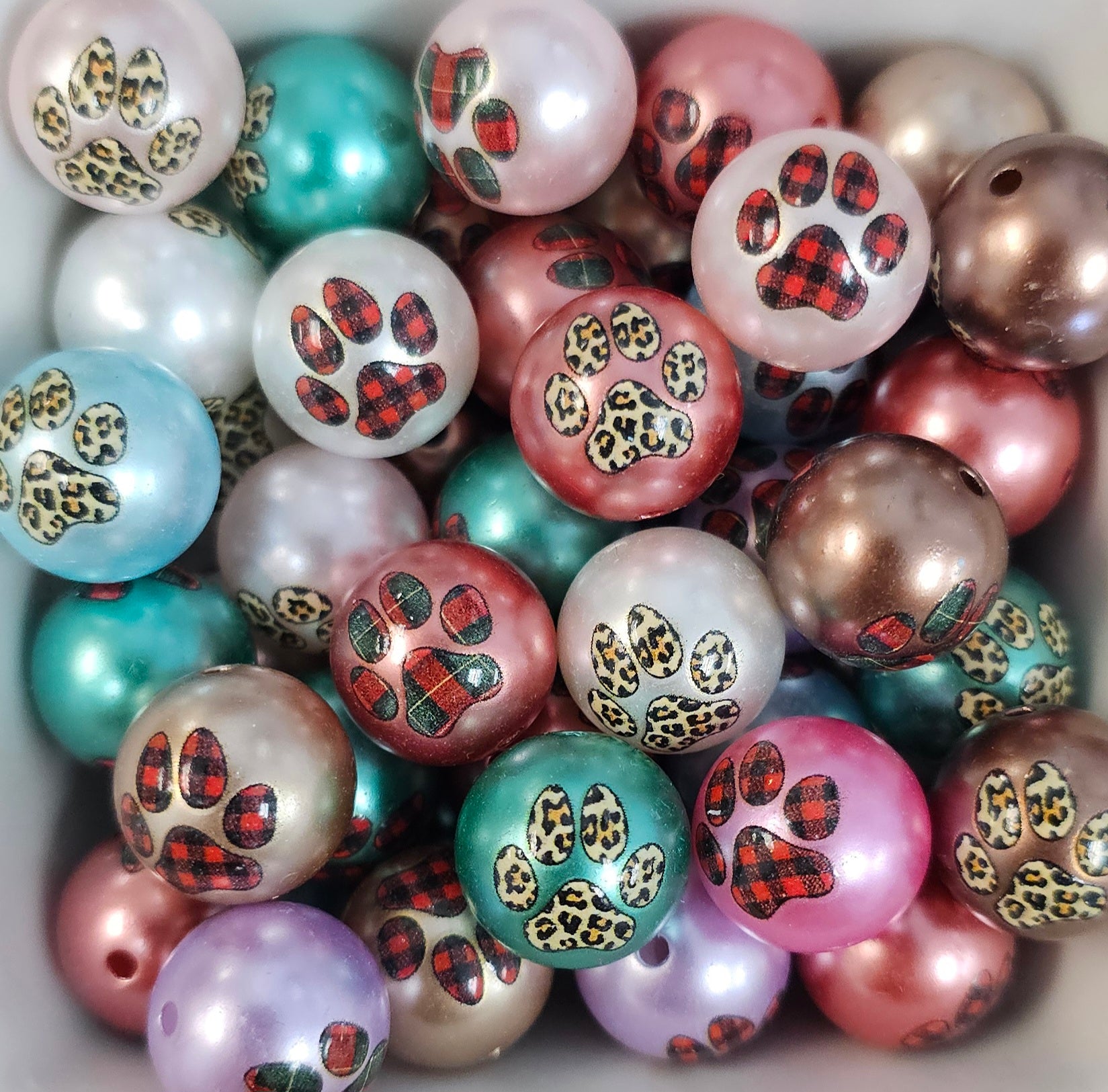 16mm Acrylic Paw Print 5CT *Random