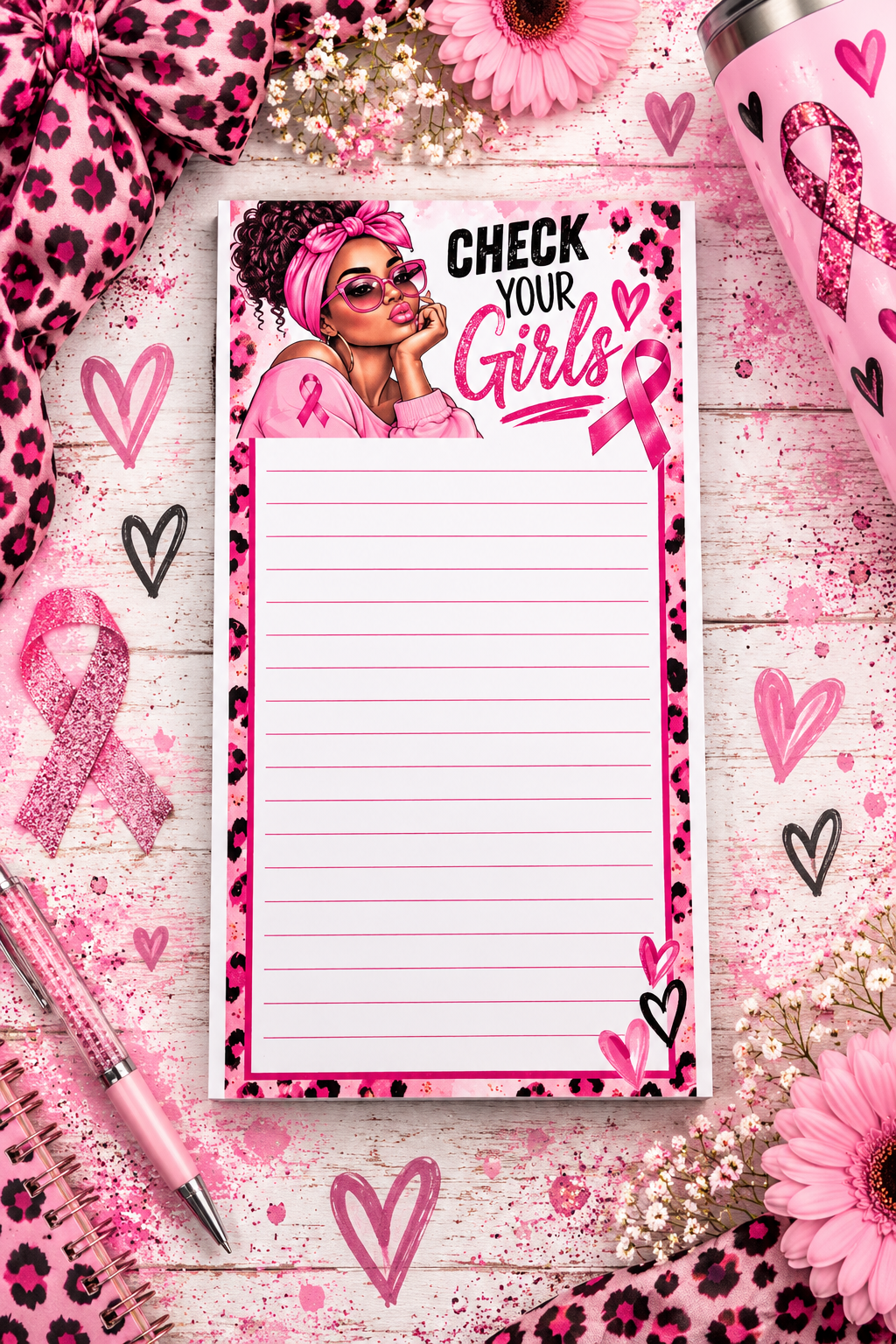 Check Your Girls Breast Cancer Notepad