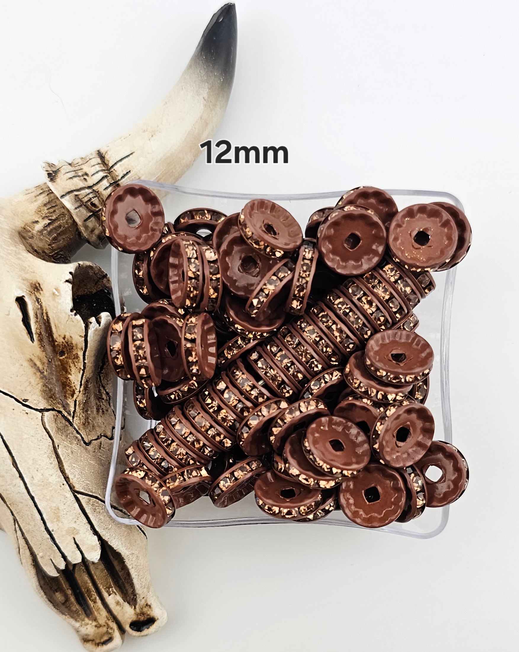 Rhinestone Spacer 12mm Chocolate Shimmer 10ct