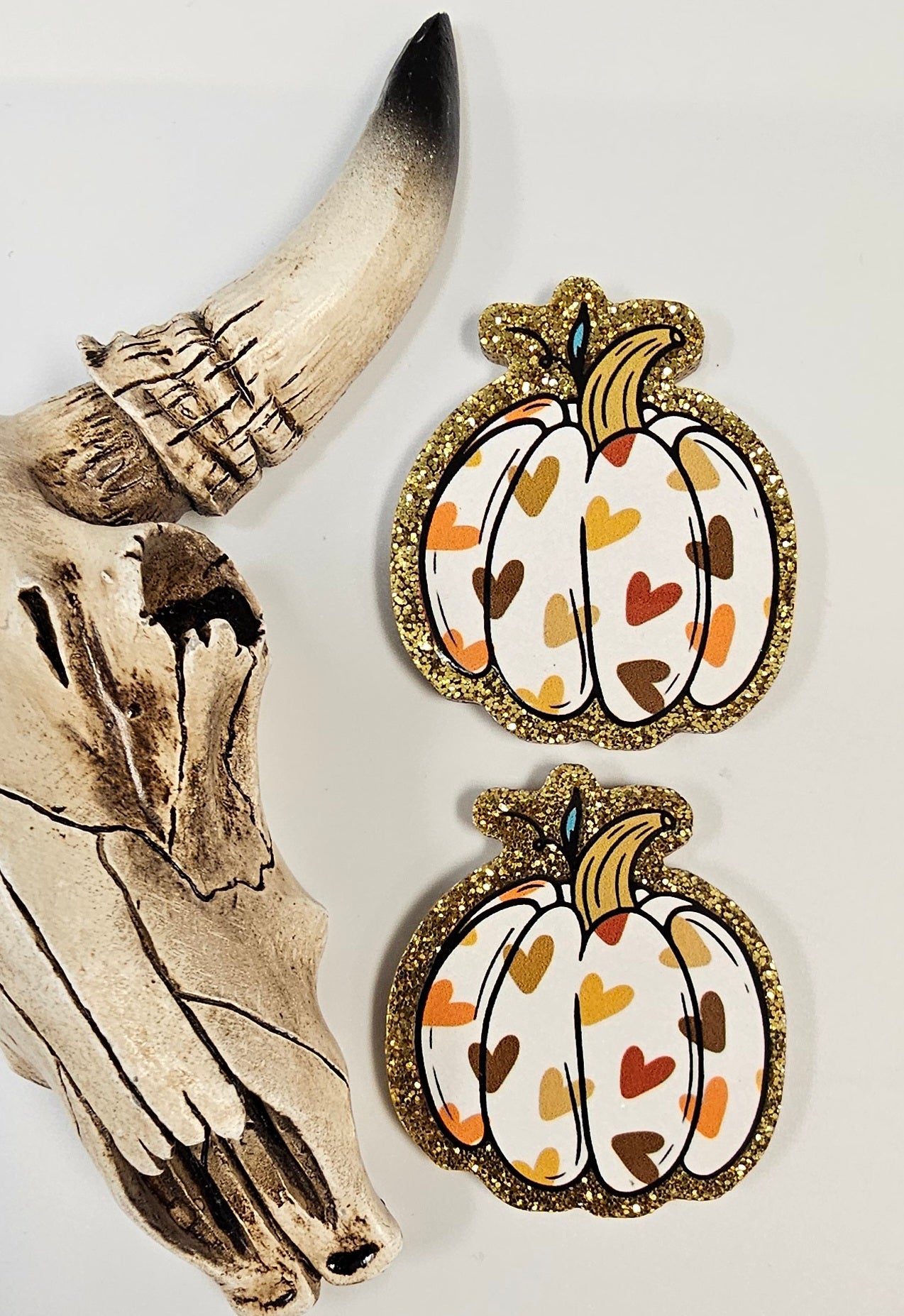Flatback Fall Pumpkin Hearts 506