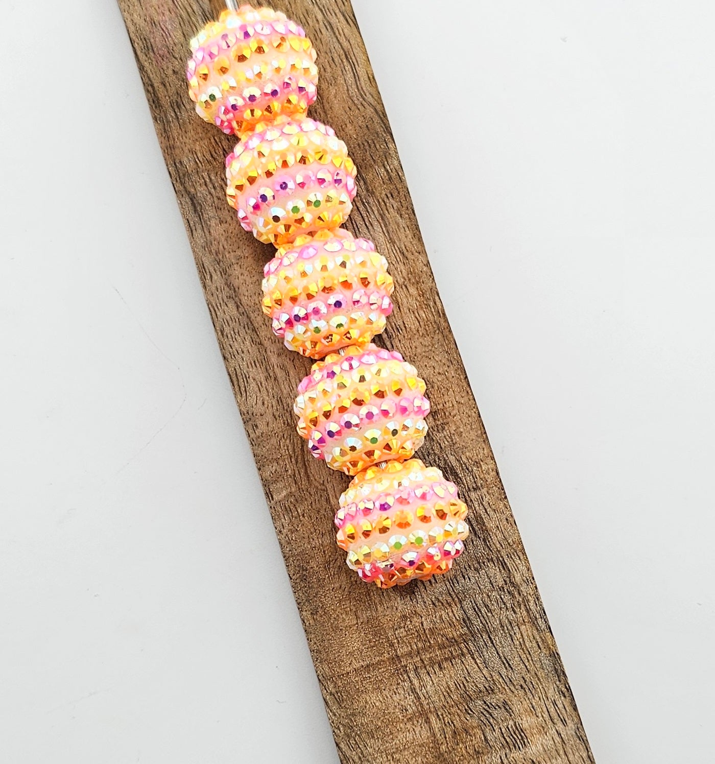 20mm Striped Rhinestone Bead - Tropical Sunset
