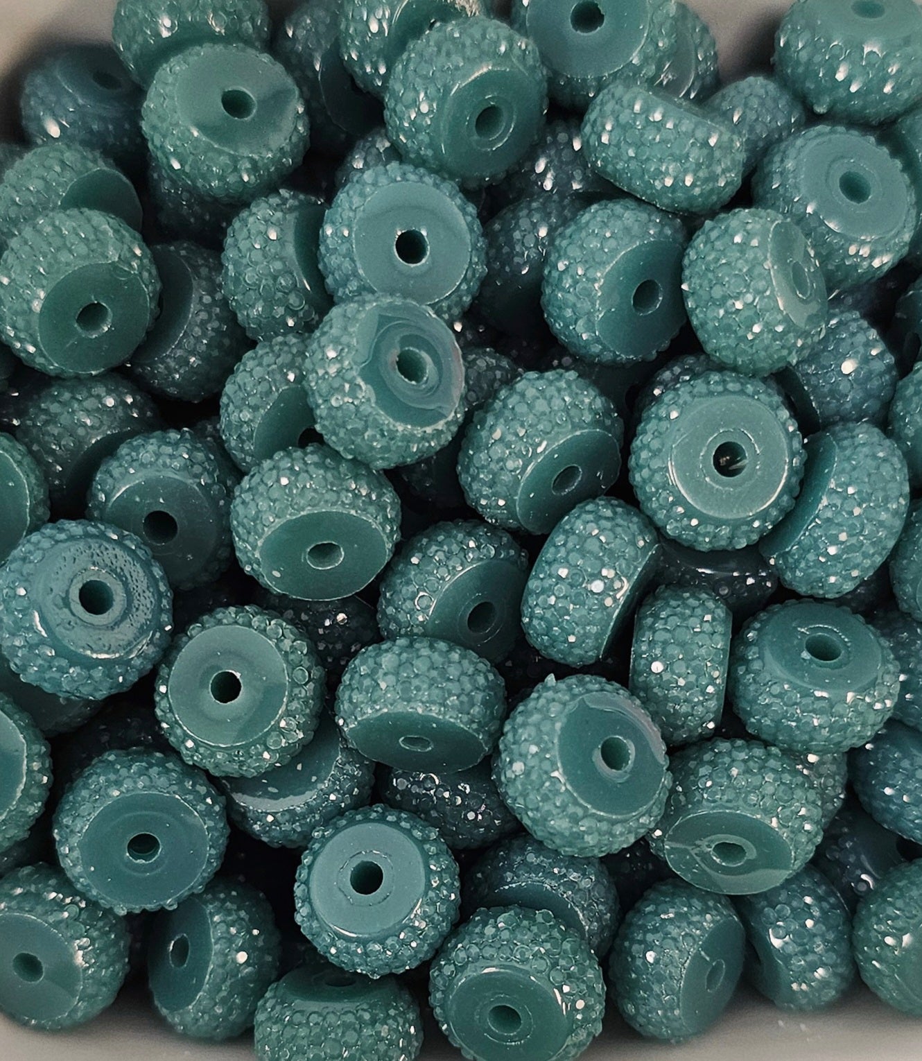 Resin Rhinestone Spacer 12mm Smokey Green #24