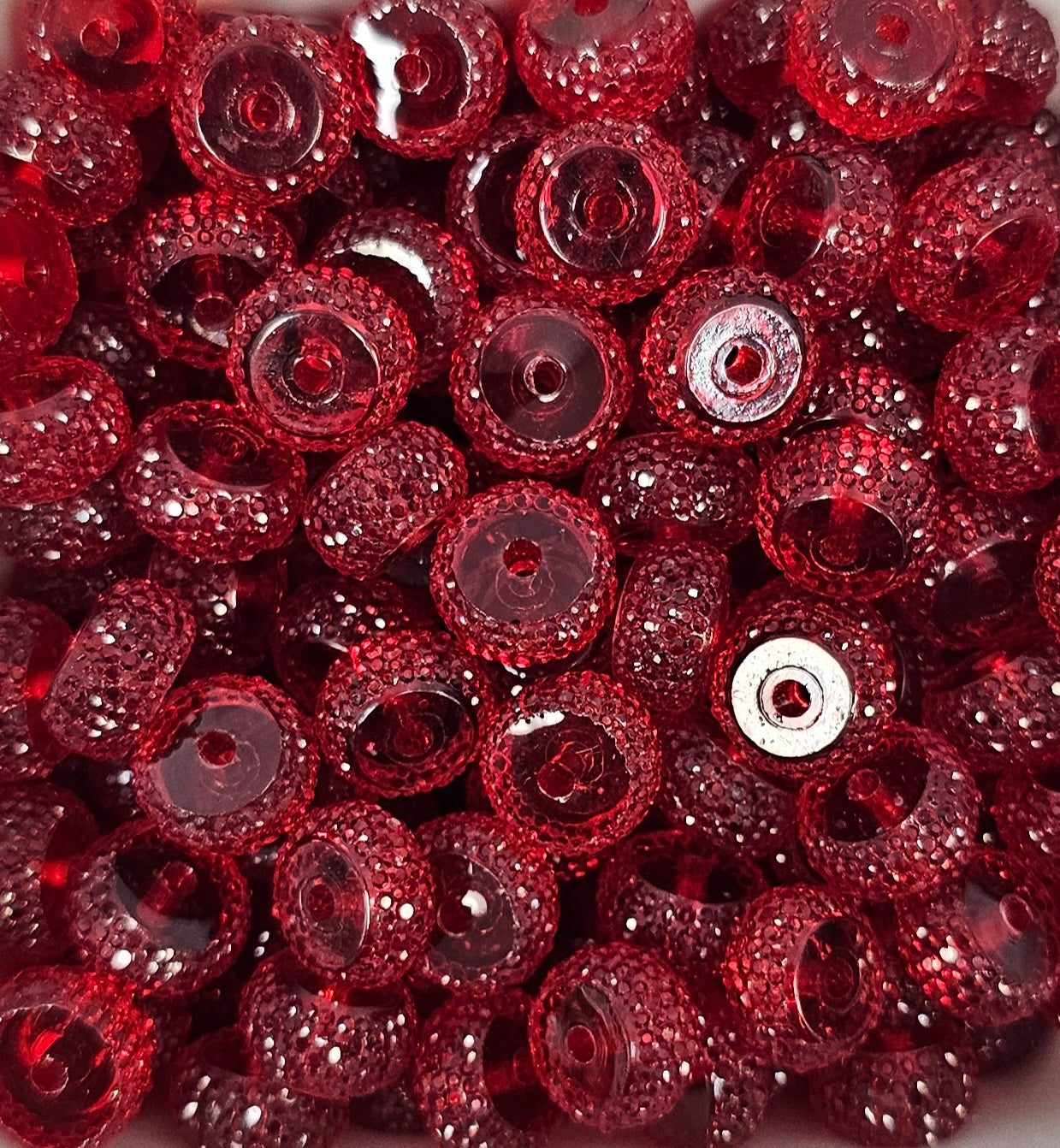 Resin Rhinestone Spacer 12mm Translucent Cherry Red #4T