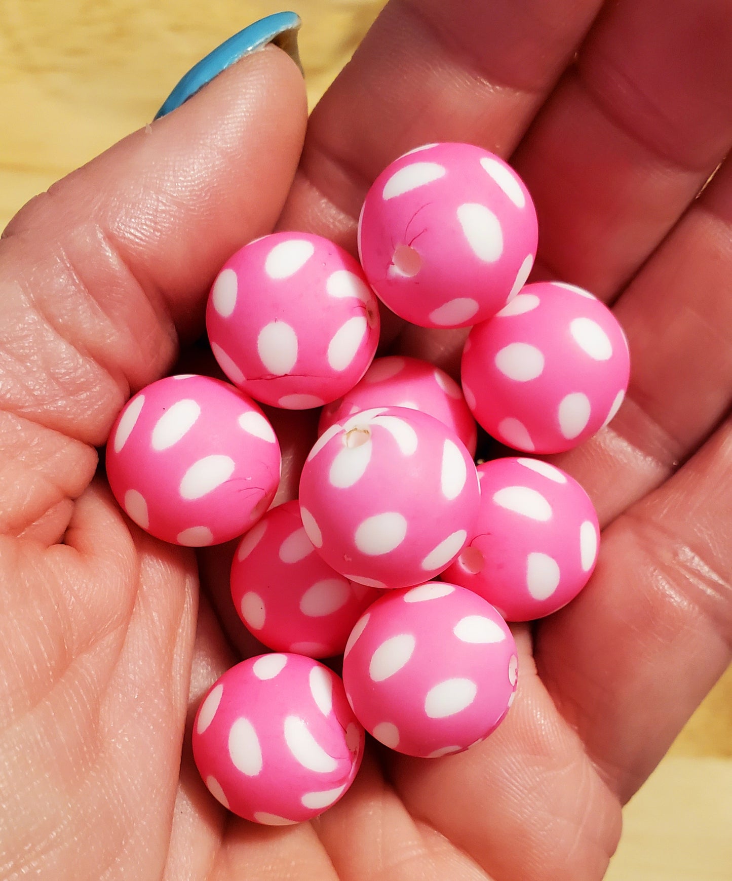 Pink White Polka Dot Print