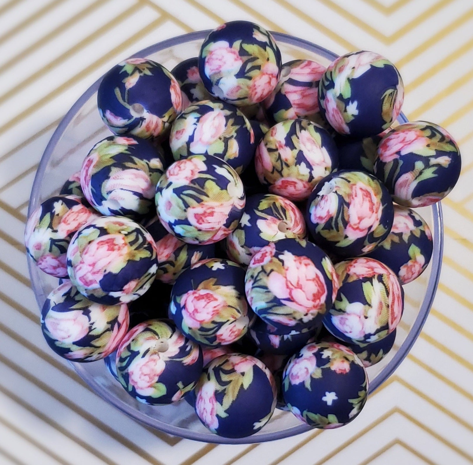Navy Rose Print