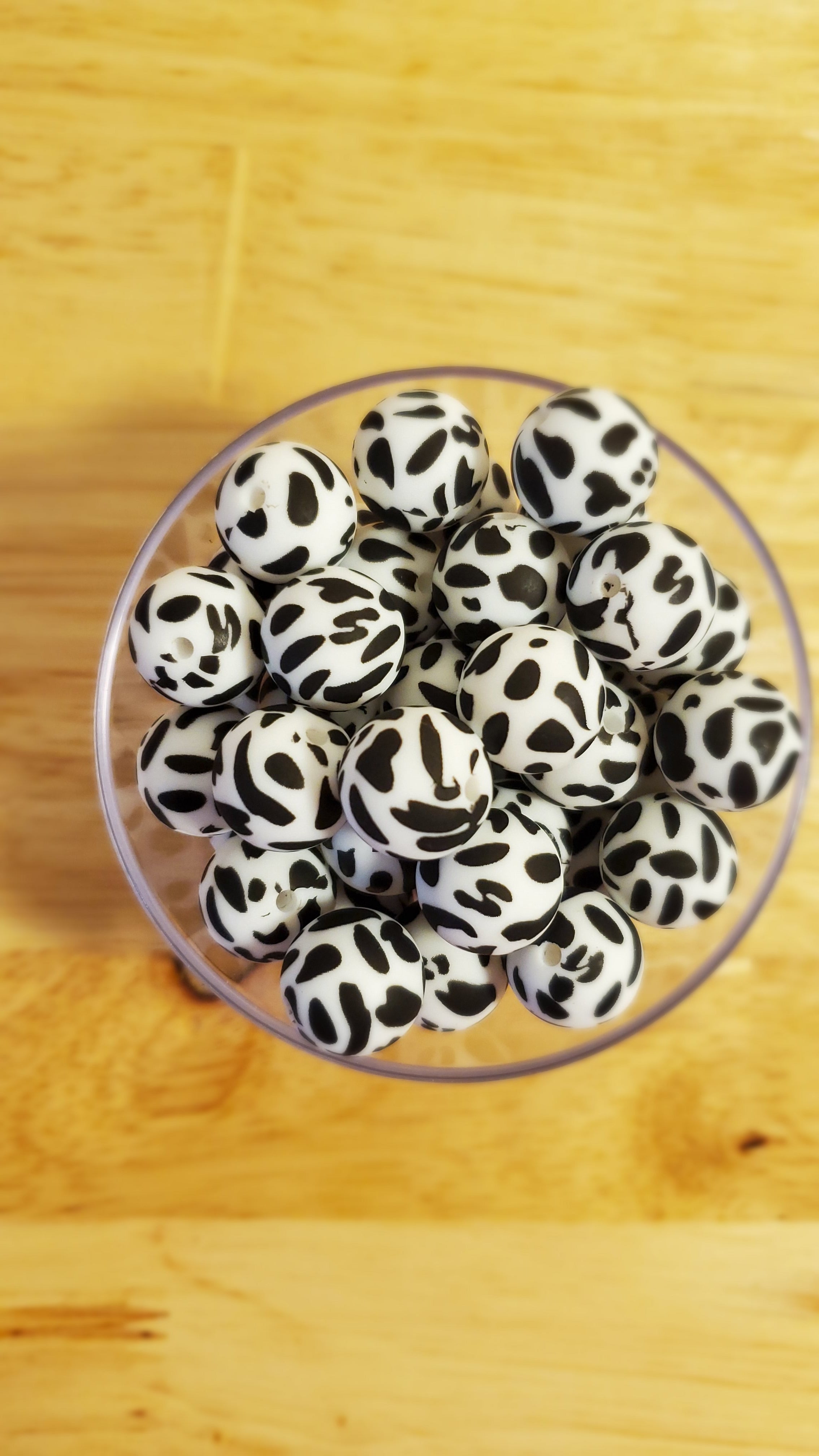Black White Cow Print 15mm