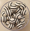 White Black Stripe Print