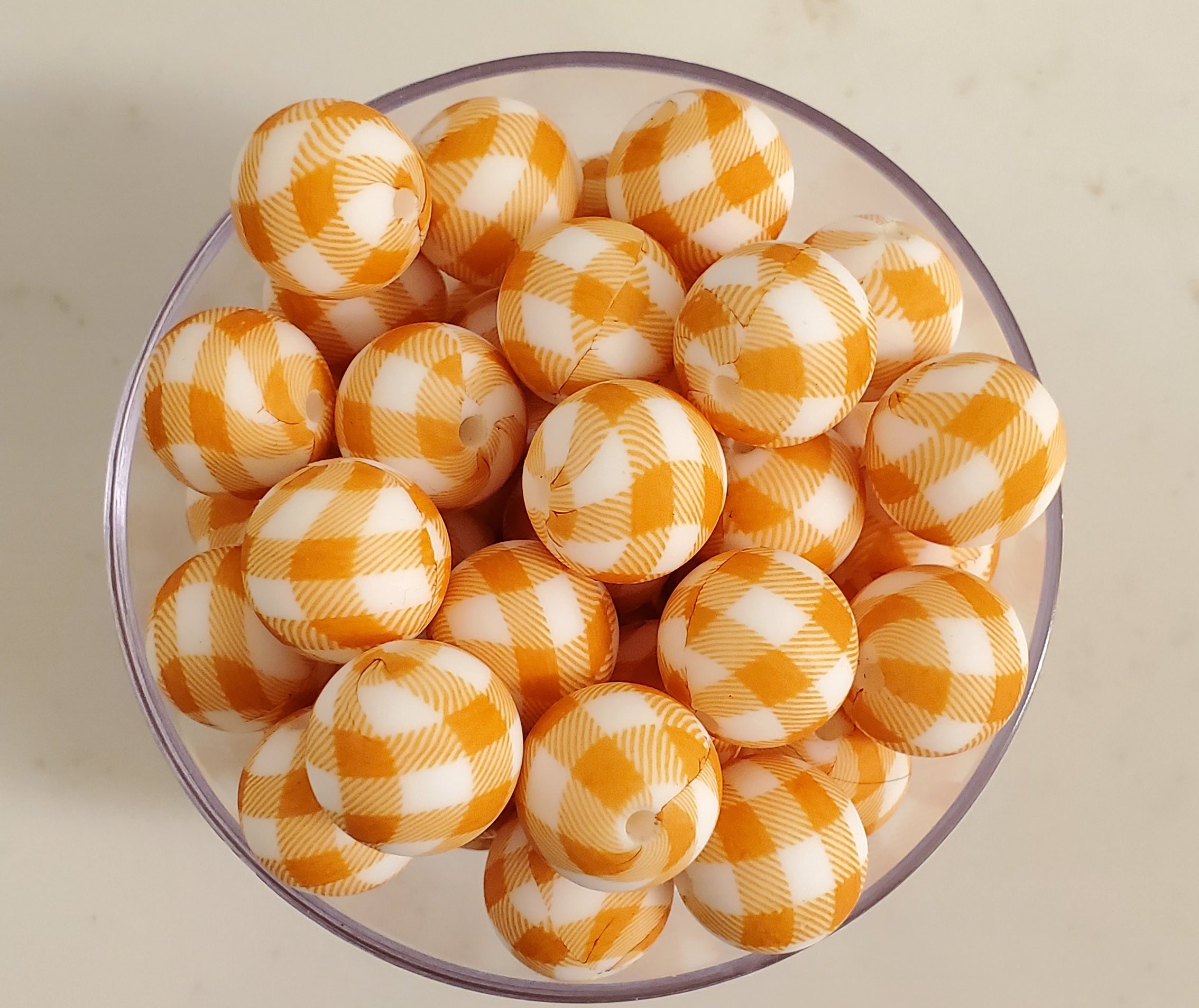 Burnt Orange Plaid Print 15mm