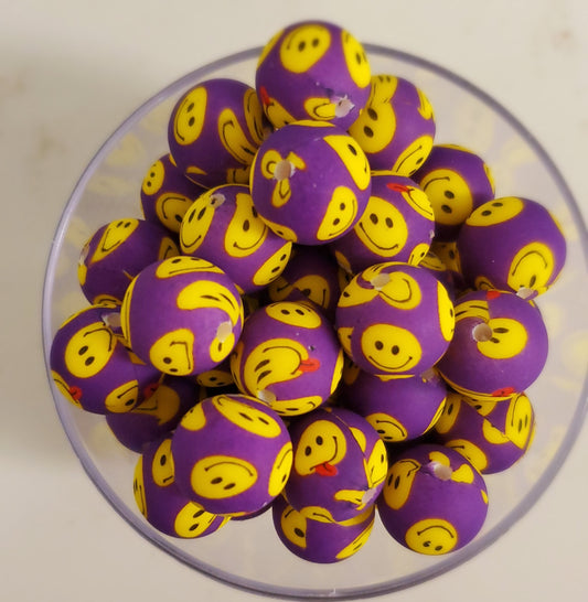 Purple Smile Face Print 15mm