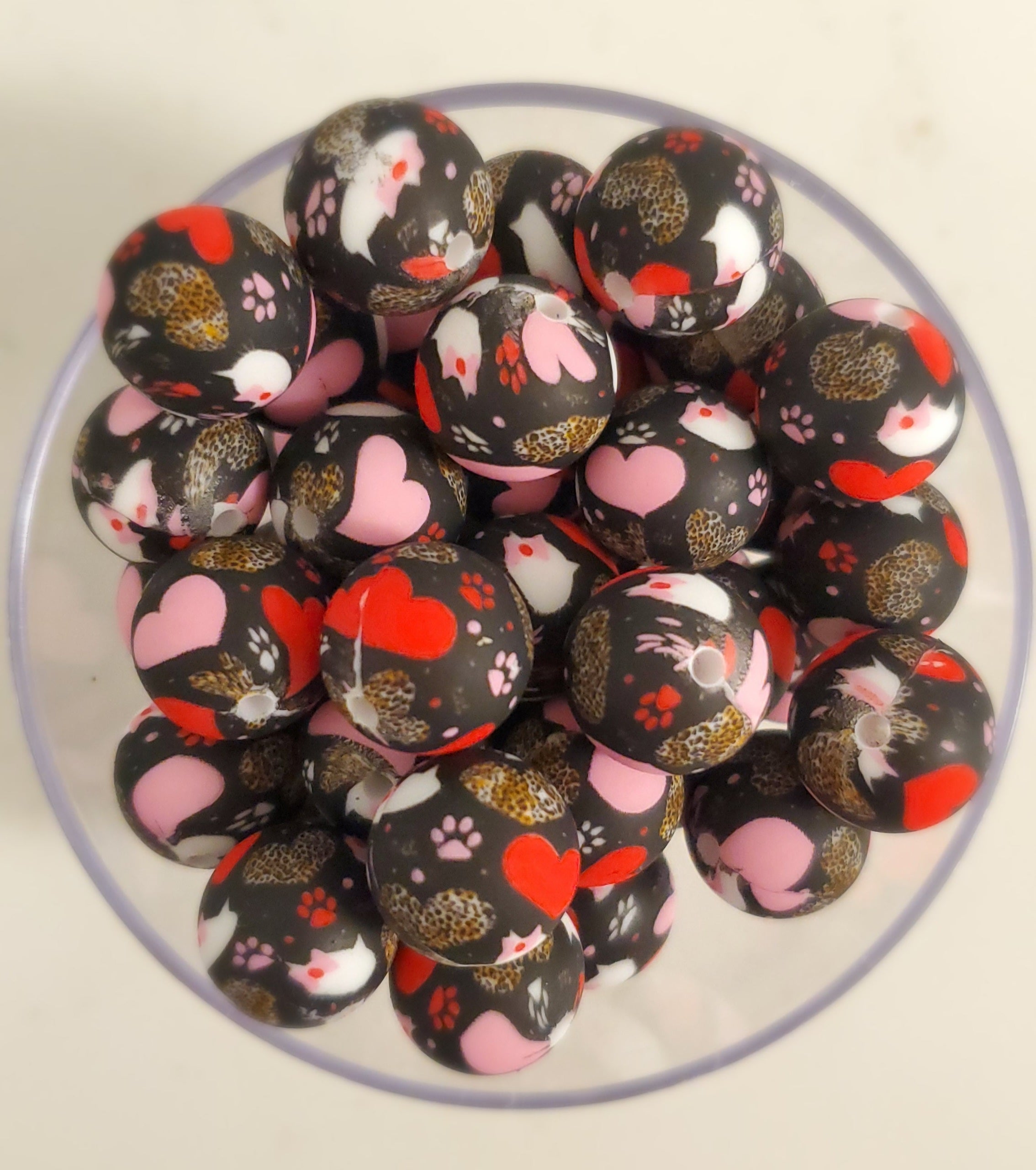 Leopard Heart Paw Print 15mm